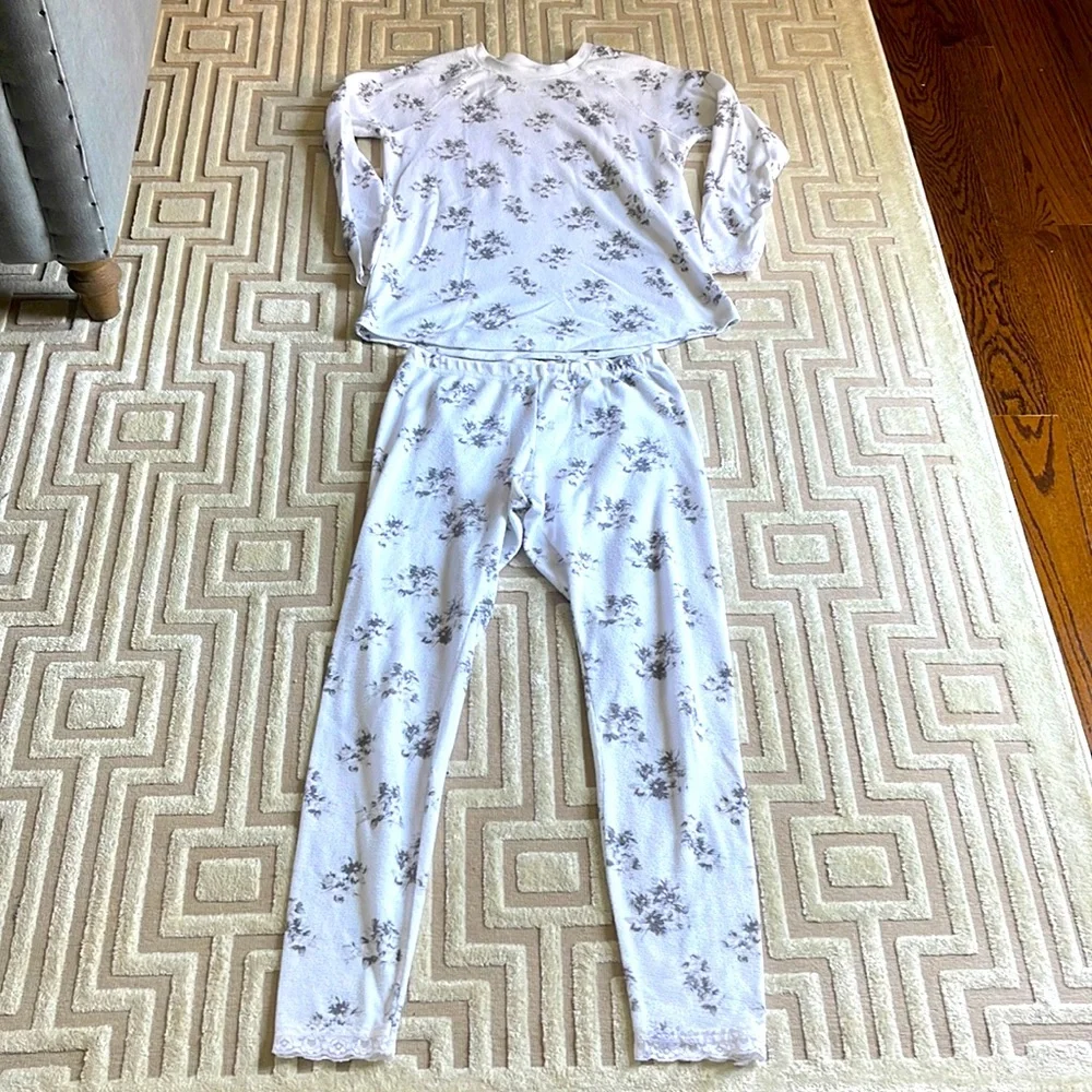 Floral gray and white pajamas